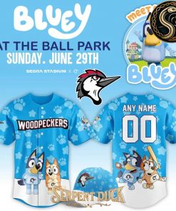 Fayetteville Woodpeckers Bluey At The Ball Park Baseball Jersey