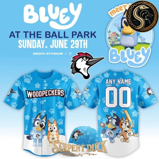 Fayetteville Woodpeckers Bluey At The Ball Park Baseball Jersey