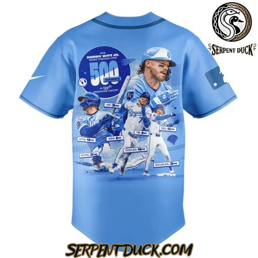 Kansas City Royals Bobby Witt Jr Five Hundred Games In MLB Baseball Jersey
