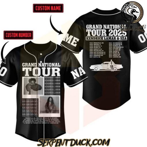 Kendrick Lamar x SZA Grand National Tour 2025 Baseball Jersey