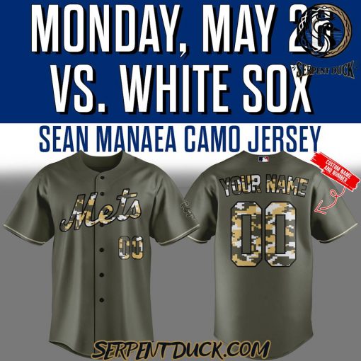New York Mets Sean Manaea Camo Custom Baseball Jersey