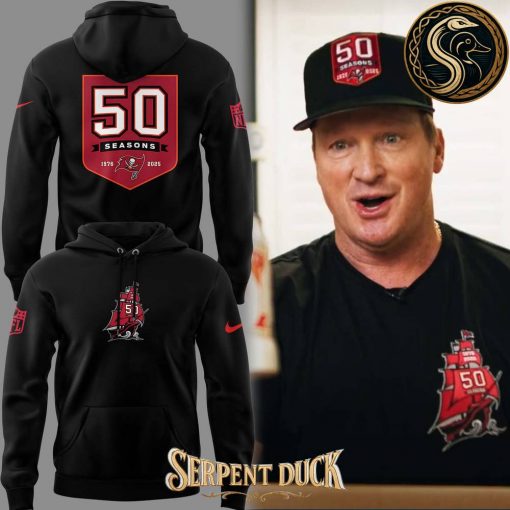Tampa Bay Buccaneers Football 50th Seasons Logo Black Hoodie